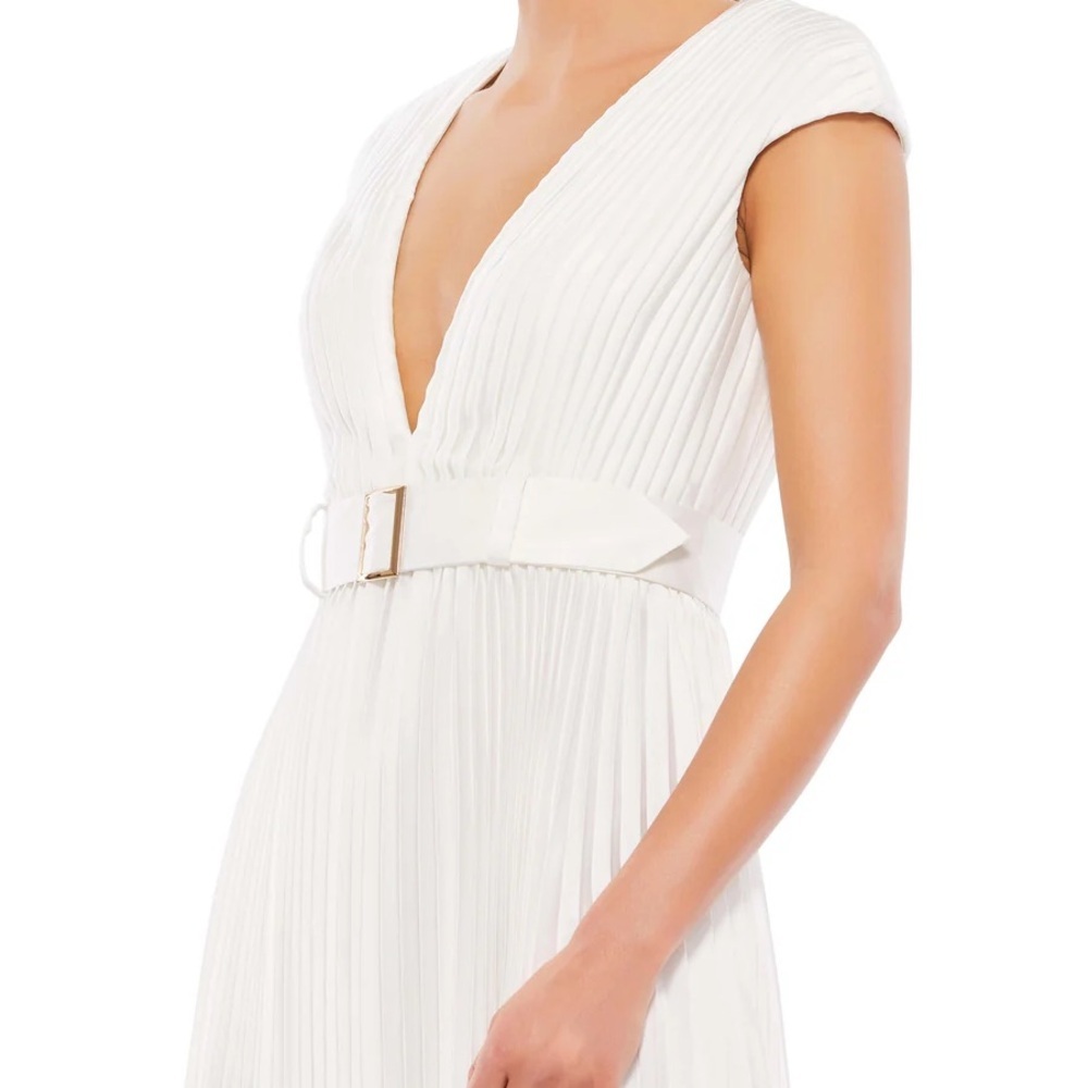 #22 Bnwt Mac Duggal Pleated Cap Sleeve Belted A Line Dress #26483